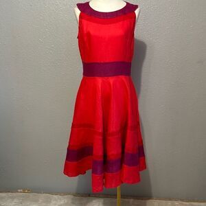 J. Peterman red purple linen sleeveless dress size 8